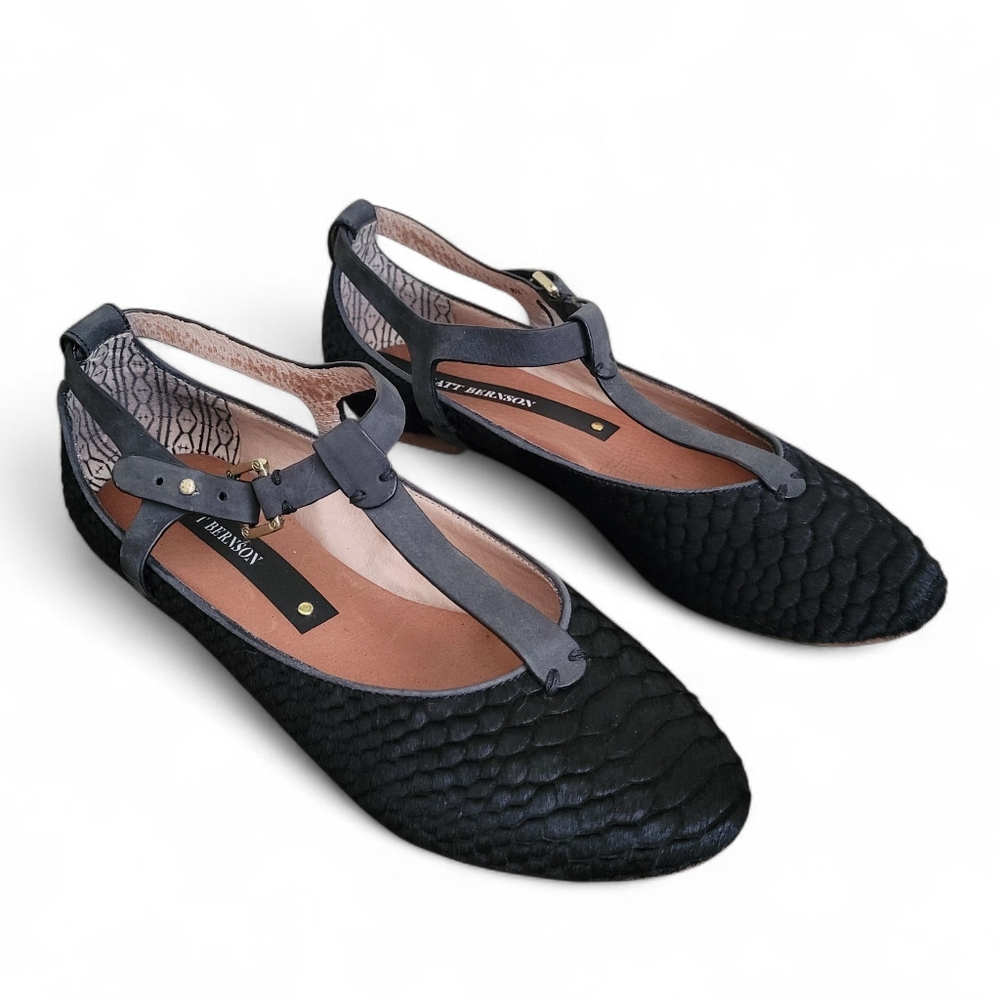 Matt Bernson Wren T-Strap Ponyhair Mary Jane Flat Shoe Size 8